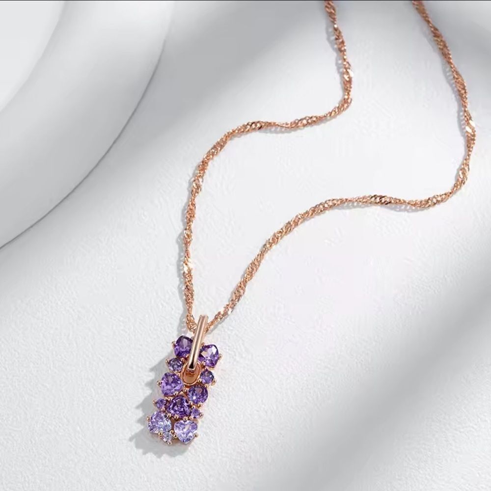 Amethyst Gemstone Rose Gold Necklace
